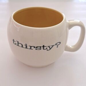 Thirsty round Ceramic Coffee Mug Cup Yellow Glaze pre owned